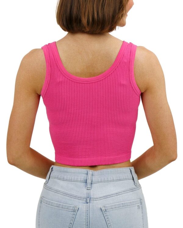 Women's Ribbed Pure Cotton Cropped Tank Top - Pink | Stylish & Comfortable Summer Essential - Image 4