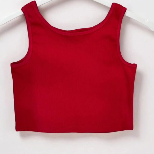 Women's Ribbed Pure Cotton Cropped Tank Top -Red | Stylish & Comfortable Summer Essential