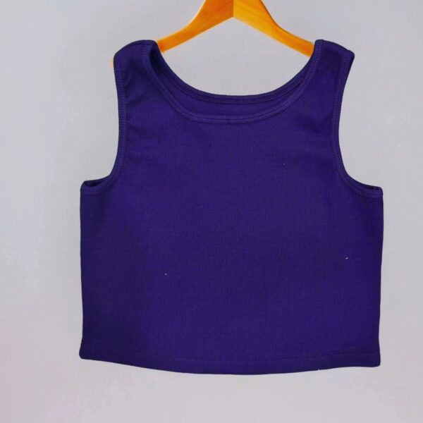 Women's Ribbed Pure Cotton Cropped Tank Top - Meteorite | Stylish & Comfortable Summer Essential