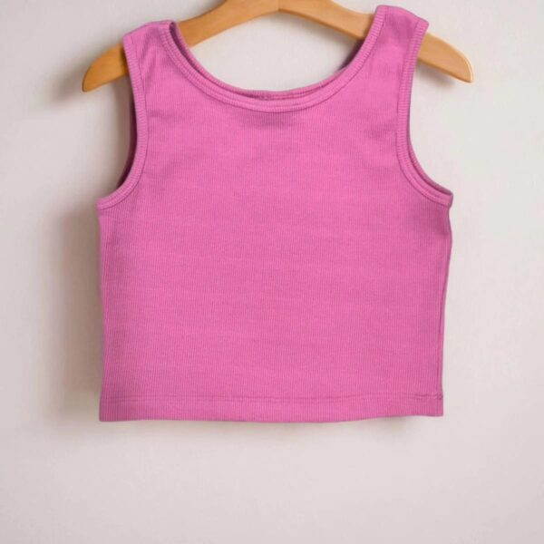 Women's Ribbed Pure Cotton Cropped Tank Top - Pink | Stylish & Comfortable Summer Essential